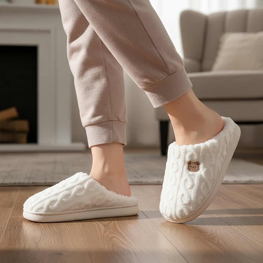 Warm & Cozy Teddy Bear Slippers for Women-Vyana Collective