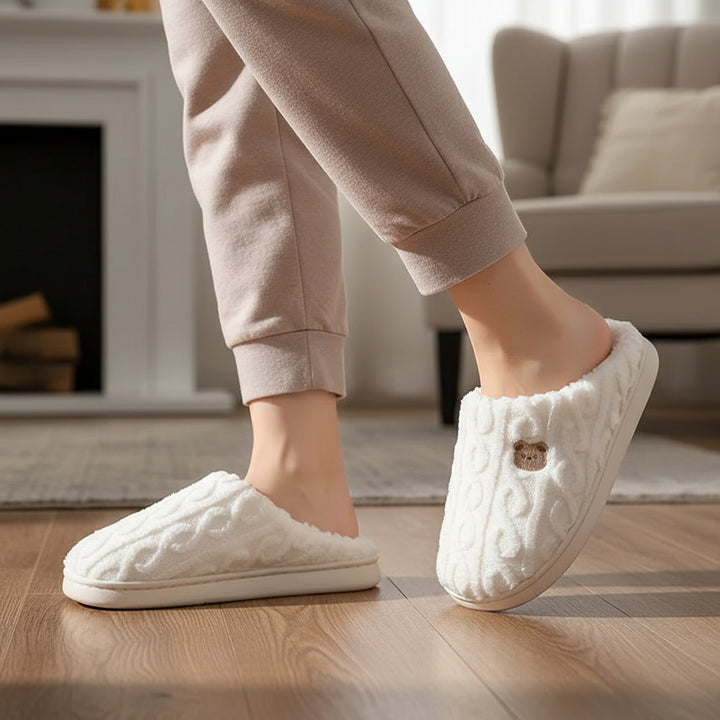 Warm & Cozy Teddy Bear Slippers for Women-Vyana Collective