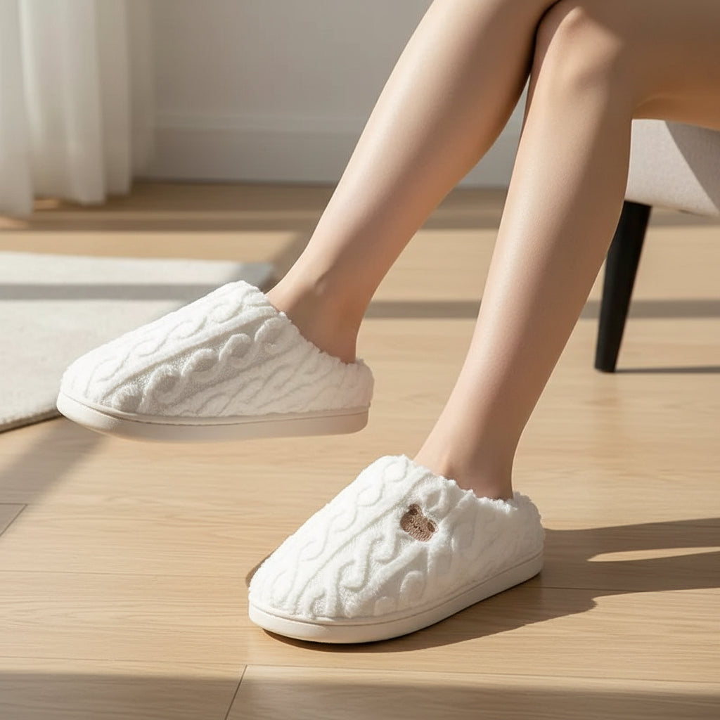 Warm & Cozy Teddy Bear Slippers for Women-Vyana Collective