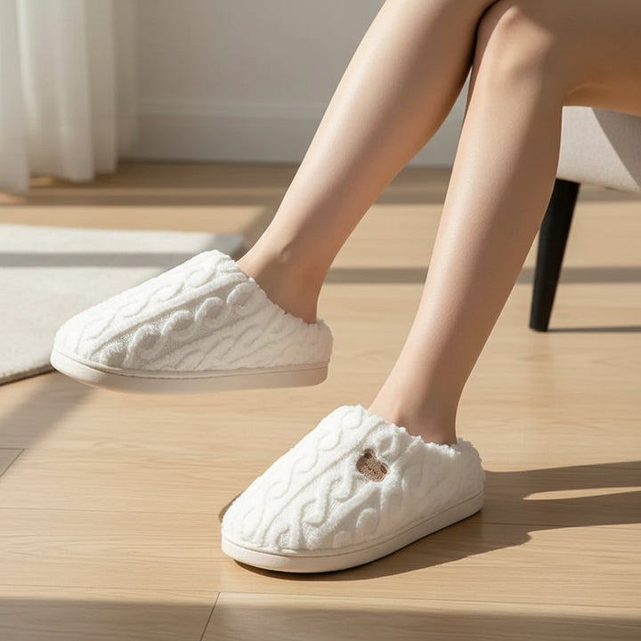 Warm & Cozy Teddy Bear Slippers for Women-Vyana Collective
