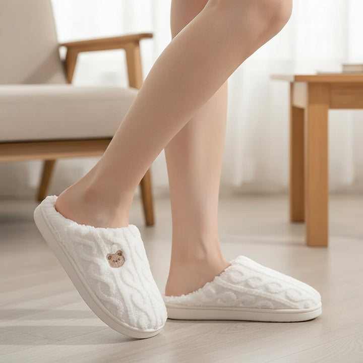 Warm & Cozy Teddy Bear Slippers for Women-Vyana Collective