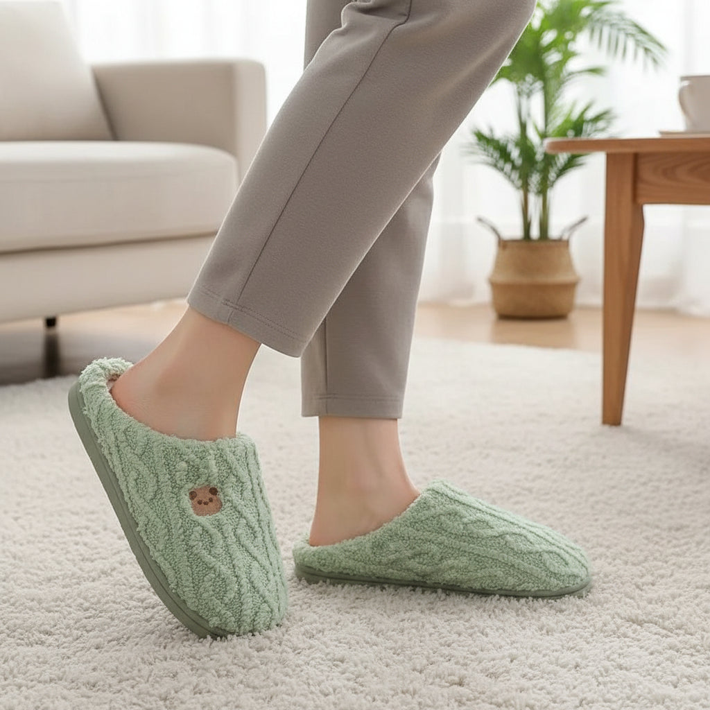 Warm & Cozy Teddy Bear Slippers for Women-Vyana Collective
