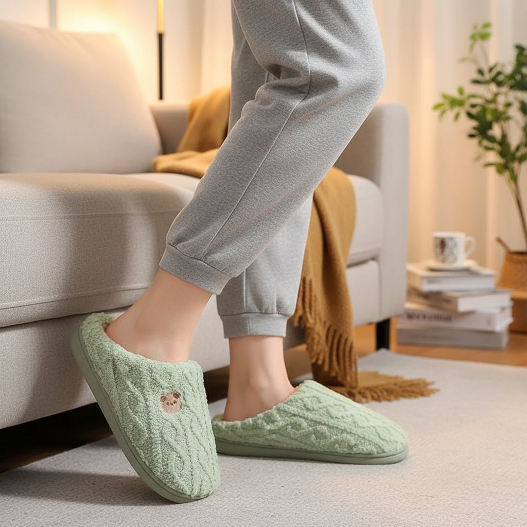 Warm & Cozy Teddy Bear Slippers for Women-Vyana Collective
