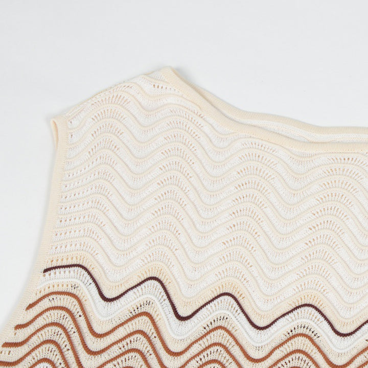 Wavy Stripe Fishtail Knit Midi Dress-Vyana Collective
