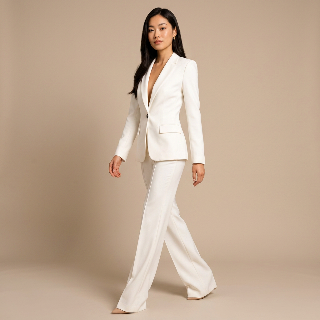 White Blazer and Trousers 2 Piece Suit for Office and Formal Wear-Vyana Collective