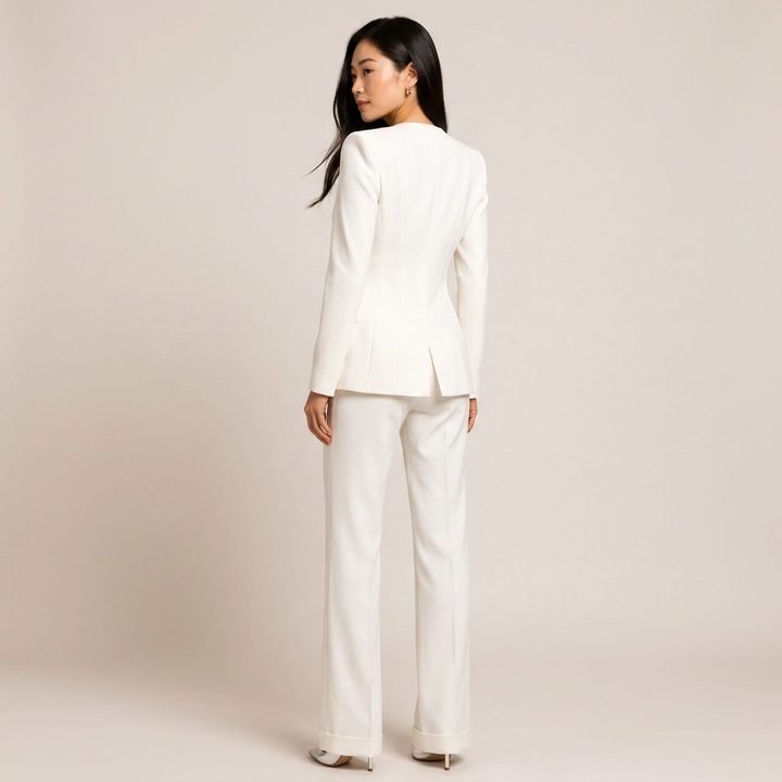 White Blazer and Trousers 2 Piece Suit for Office and Formal Wear-Vyana Collective