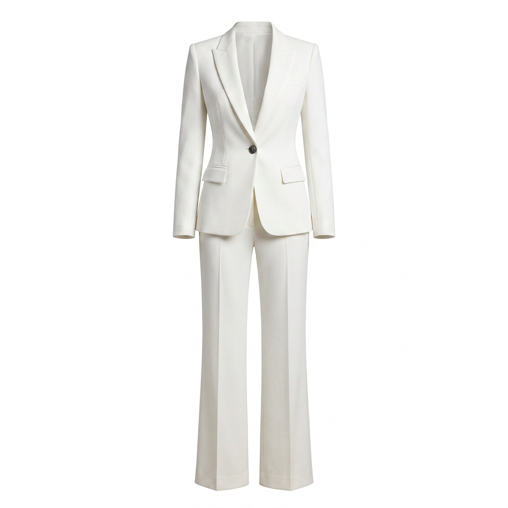 White Blazer and Trousers 2 Piece Suit for Office and Formal Wear-Vyana Collective