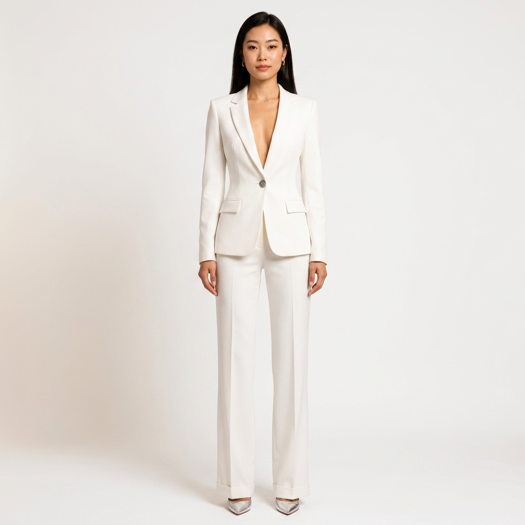 White Blazer and Trousers 2 Piece Suit for Office and Formal Wear-Vyana Collective