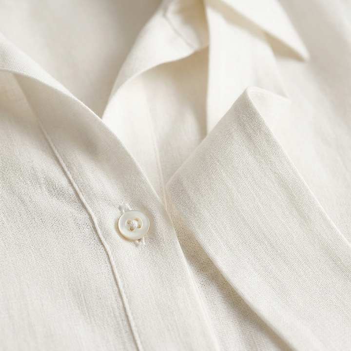 White Linen Lace-Up Waist Shirt for Meetings and Smart Casual Styling for Women-Vyana Collective