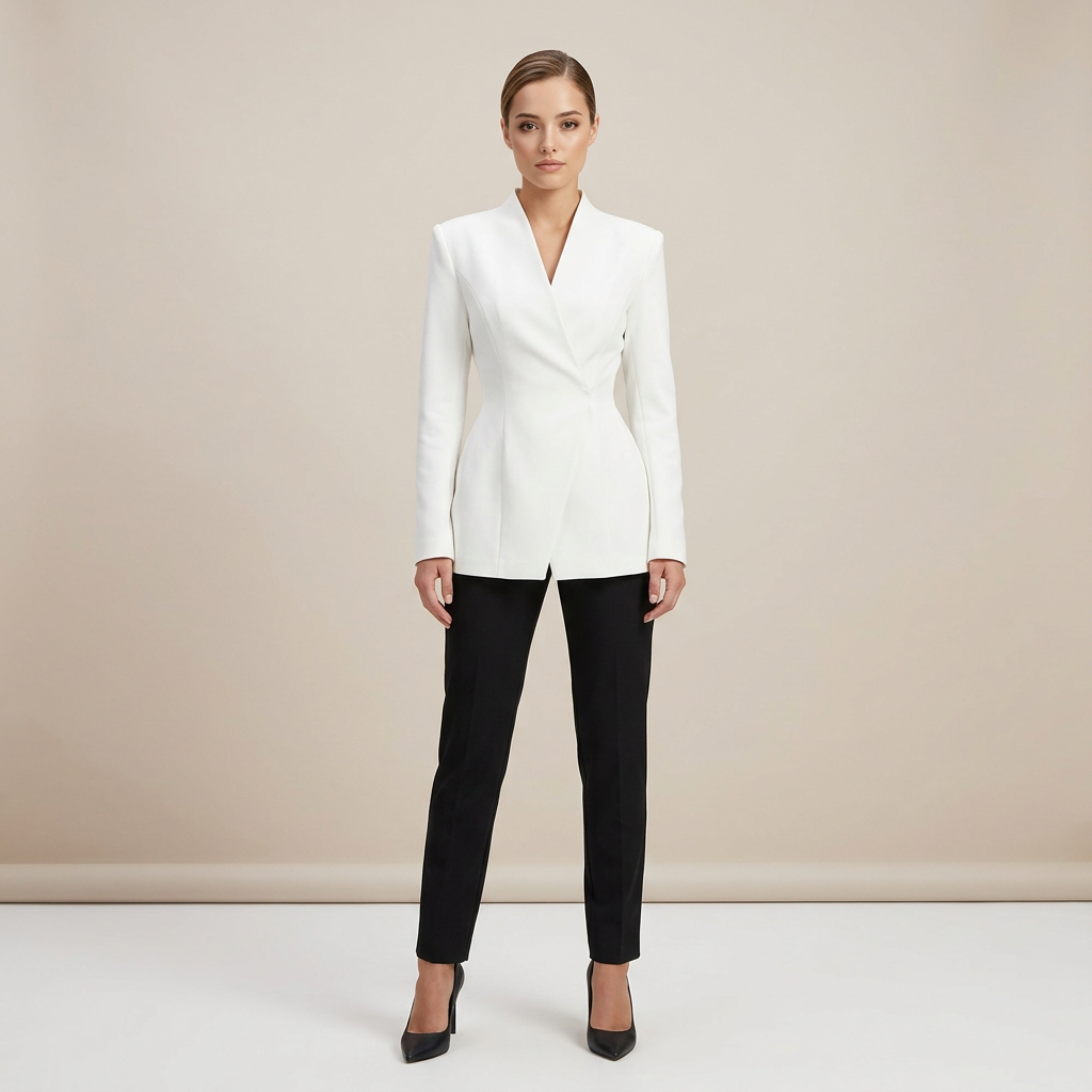 White Tailored Blazer for Meetings Ready and Modern Executive Style Women-Vyana Collective