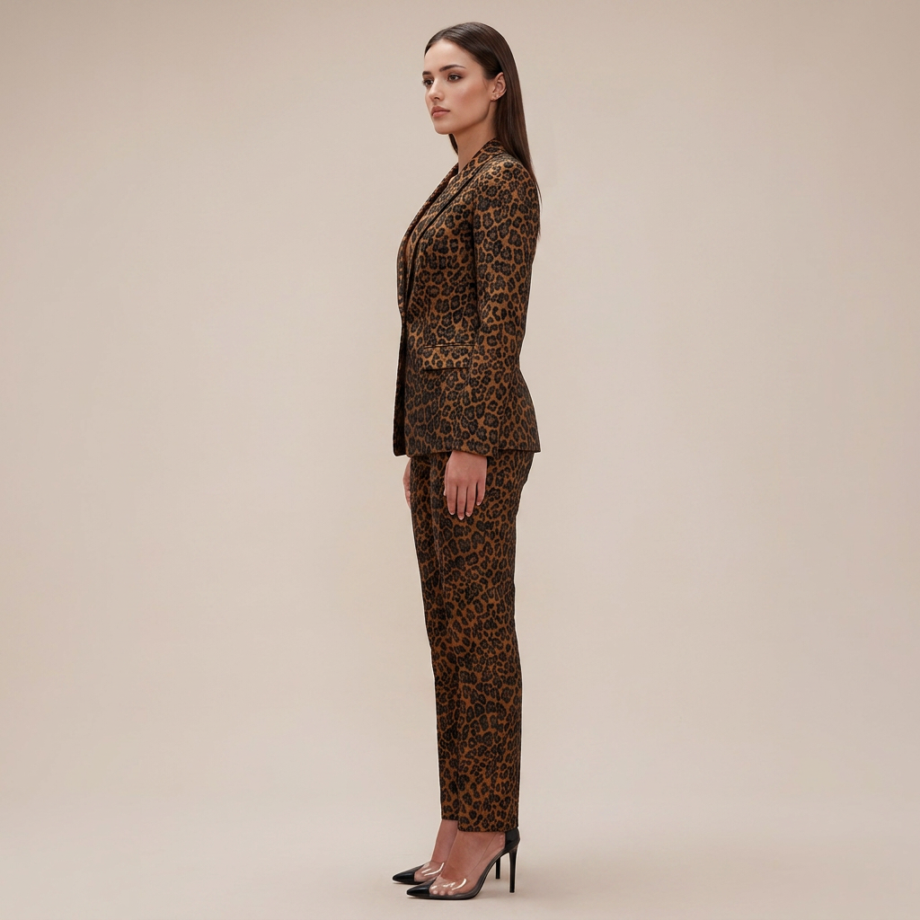 Wild Elegance Leopard Print Tailored 2-Piece Suit-Vyana Collective