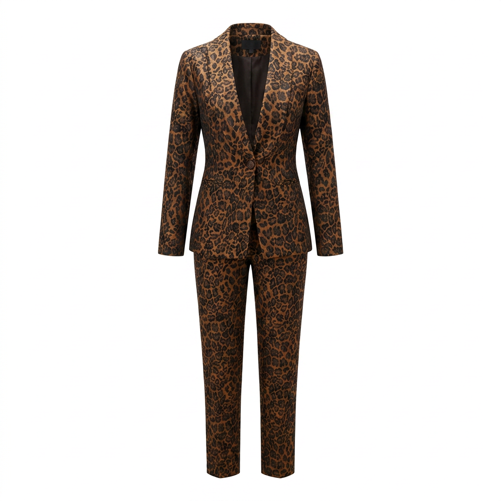 Wild Elegance Leopard Print Tailored 2-Piece Suit-Vyana Collective