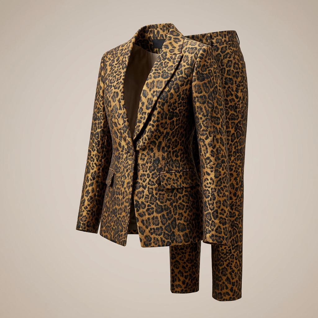 Wild Elegance Leopard Print Tailored 2-Piece Suit-Vyana Collective