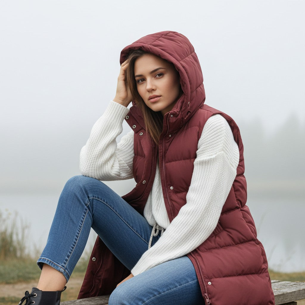 Women’s Autumn Sleeveless Hooded Jacket-Vyana Collective
