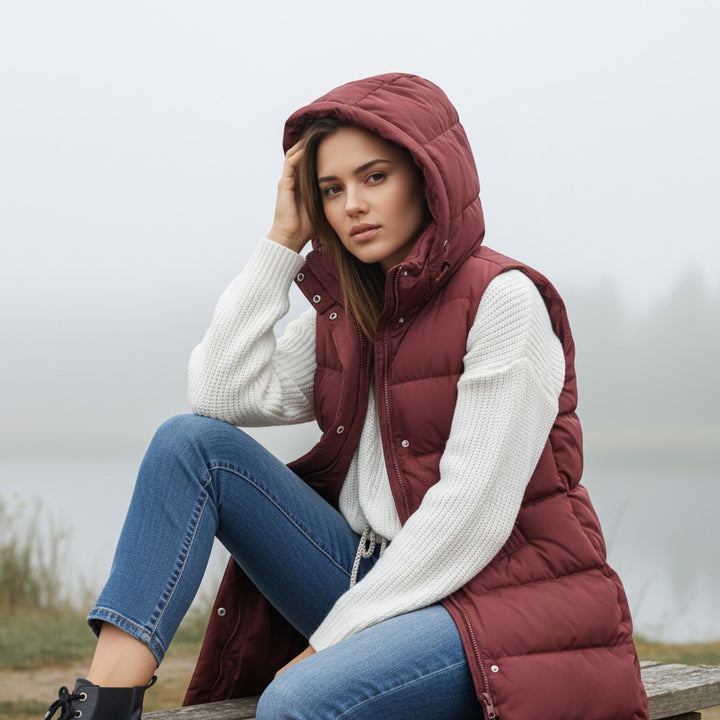 Women’s Autumn Sleeveless Hooded Jacket-Vyana Collective