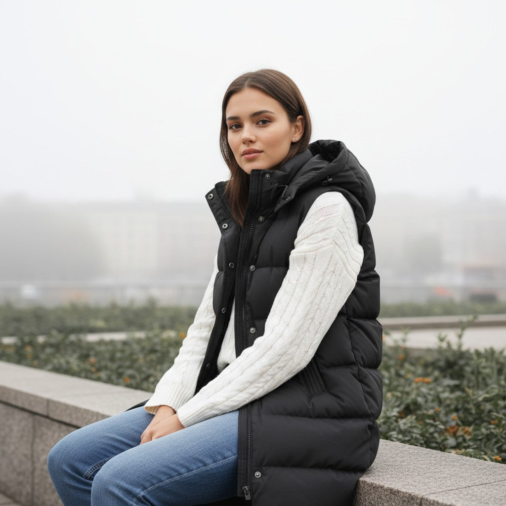 Women’s Autumn Sleeveless Hooded Jacket-Vyana Collective