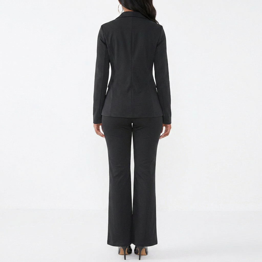 Women’s Blazer Top and Straight Leg Pants Two Piece Suit Set-Vyana Collective