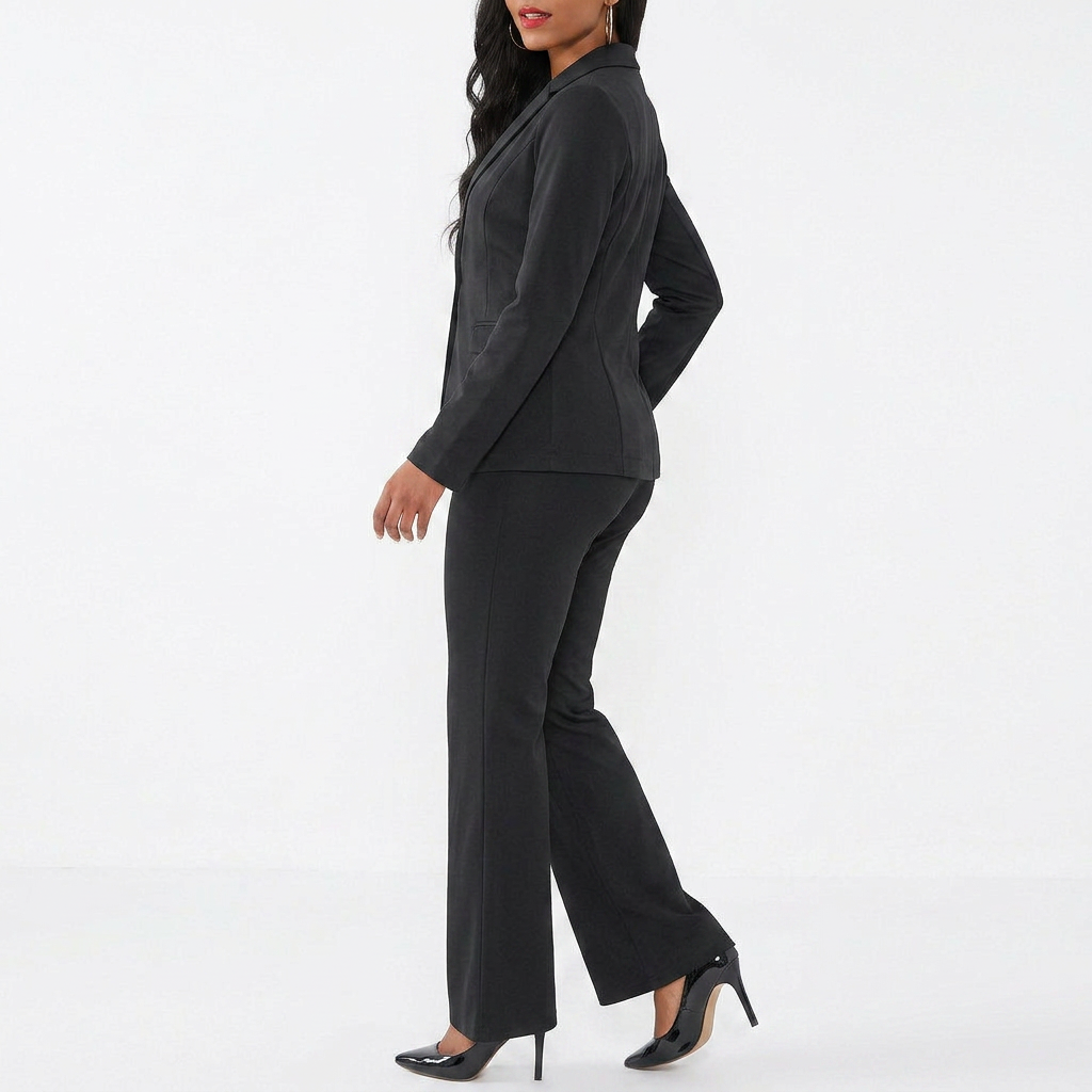 Women’s Blazer Top and Straight Leg Pants Two Piece Suit Set-Vyana Collective
