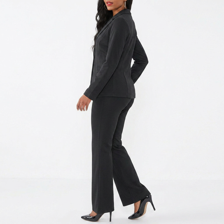 Women’s Blazer Top and Straight Leg Pants Two Piece Suit Set-Vyana Collective