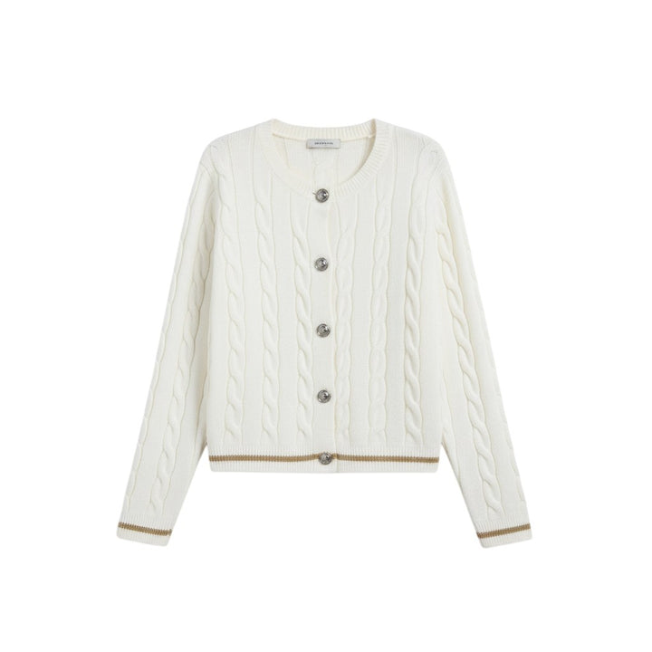 Women's Cable Knit Button-Up Cardigan Sweater-Vyana Collective