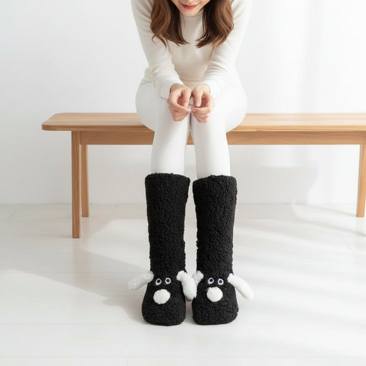 Women’s Cartoon Dog Plush Floor Socks-Vyana Collective