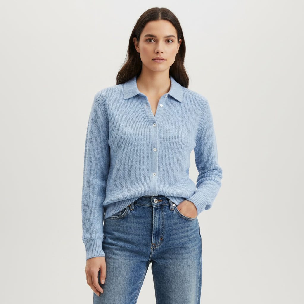 Women’s Casual Button Knit Lapel Sweater-Vyana Collective