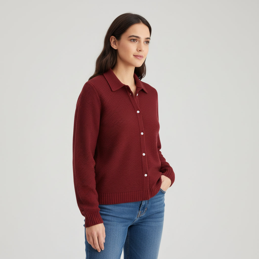 Women’s Casual Button Knit Lapel Sweater-Vyana Collective