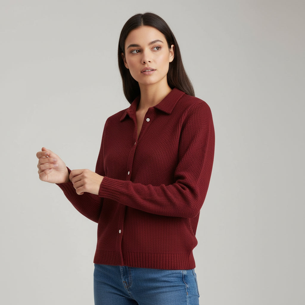 Women’s Casual Button Knit Lapel Sweater-Vyana Collective
