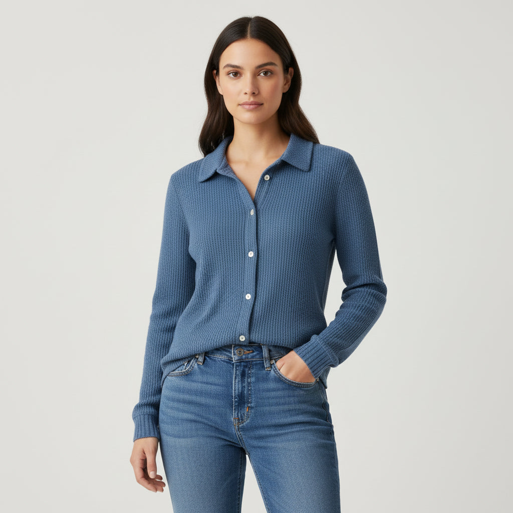 Women’s Casual Button Knit Lapel Sweater-Vyana Collective