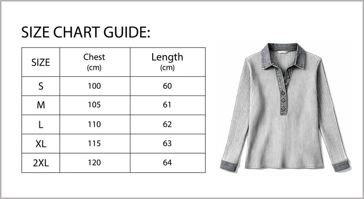 Women’s Casual Long Sleeve Sweater with Denim Collar & Button Front-Vyana Collective