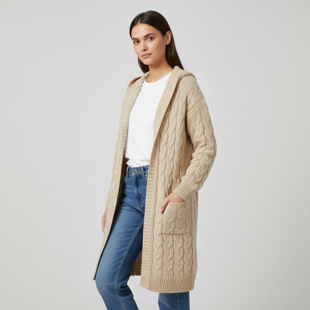 Women’s Casual Open-Front Cardigan Sweater with Pockets-Vyana Collective