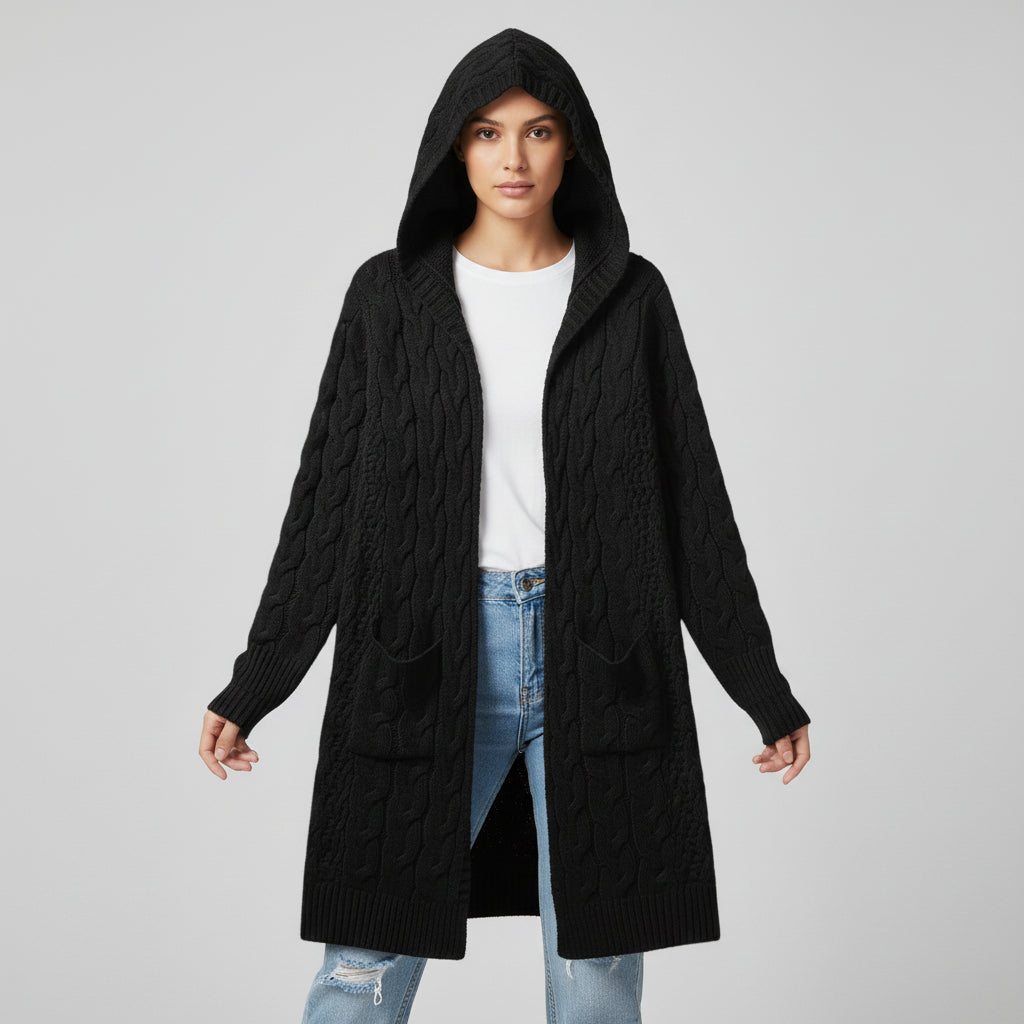 Women’s Casual Open-Front Cardigan Sweater with Pockets-Vyana Collective
