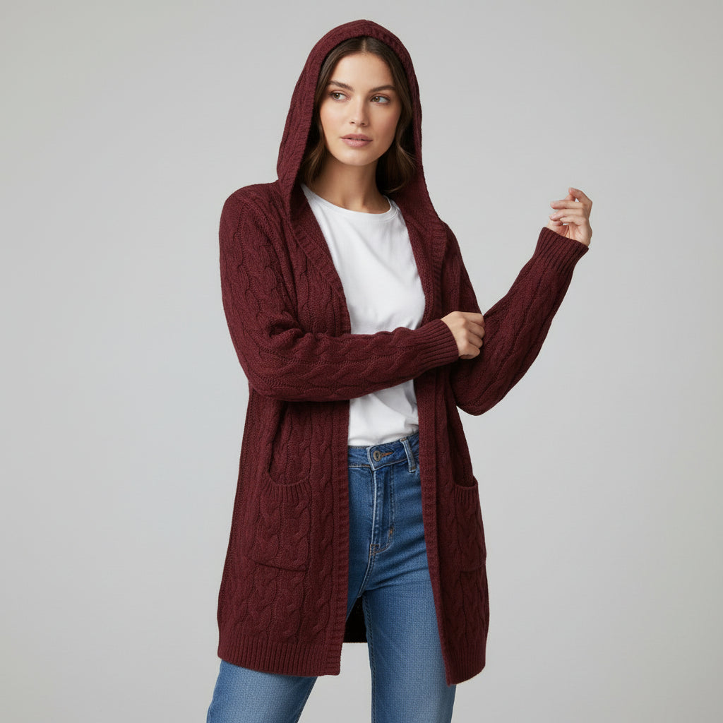 Women’s Casual Open-Front Cardigan Sweater with Pockets-Vyana Collective