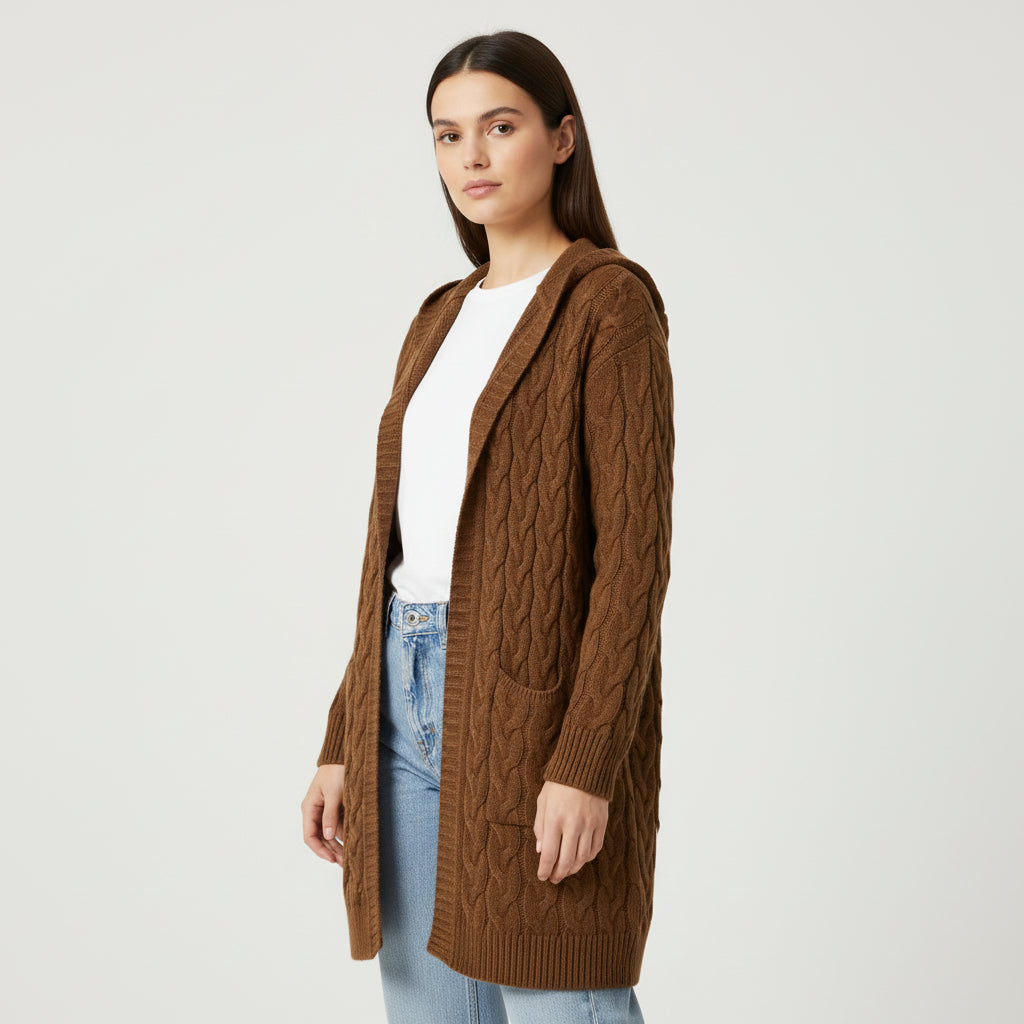 Women’s Casual Open-Front Cardigan Sweater with Pockets-Vyana Collective