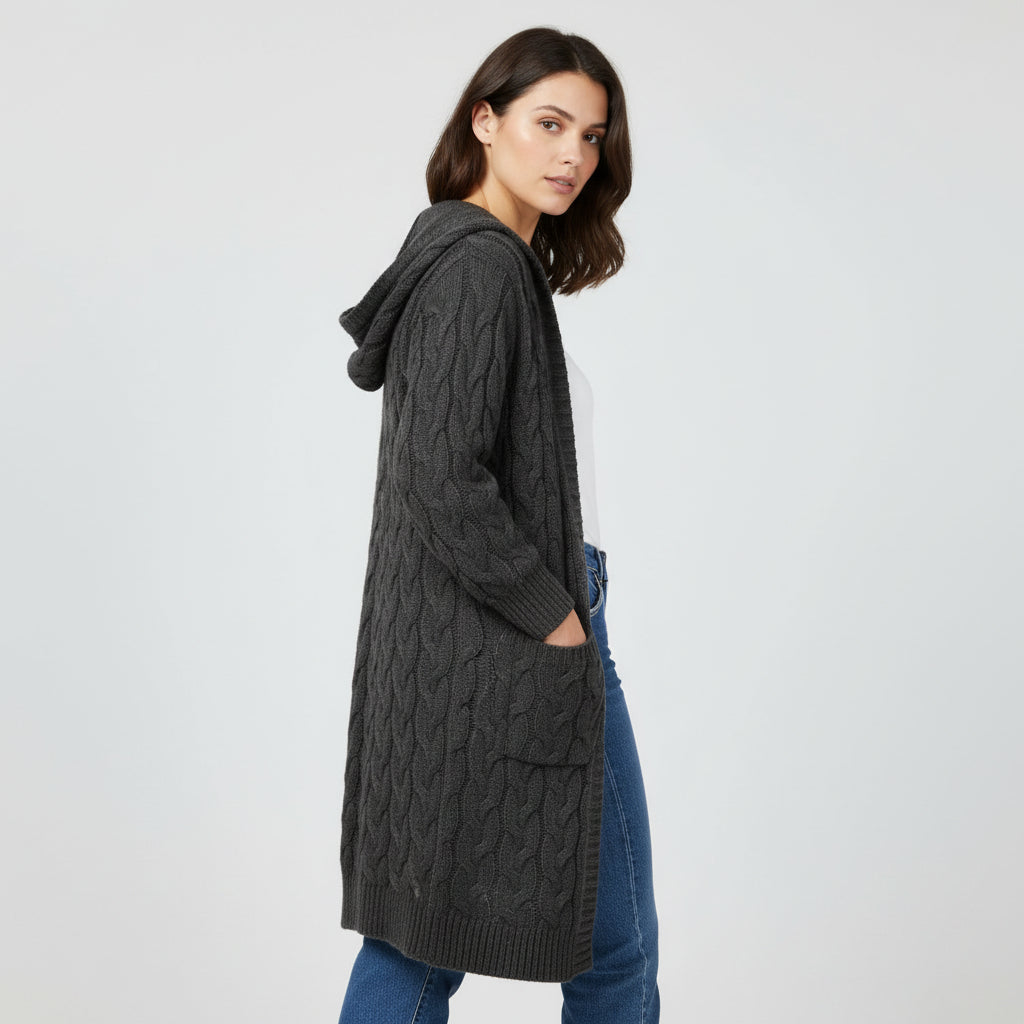 Women’s Casual Open-Front Cardigan Sweater with Pockets-Vyana Collective