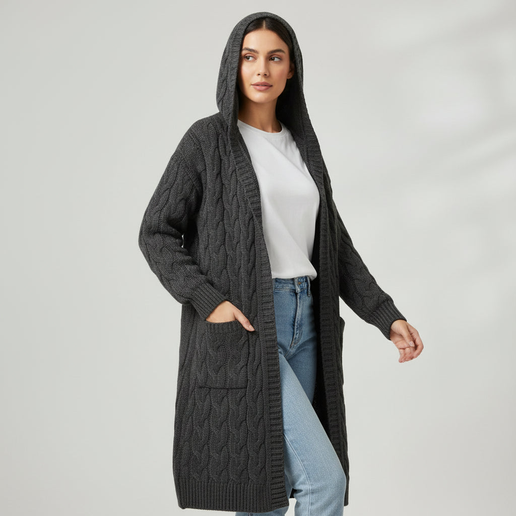 Women’s Casual Open-Front Cardigan Sweater with Pockets-Vyana Collective