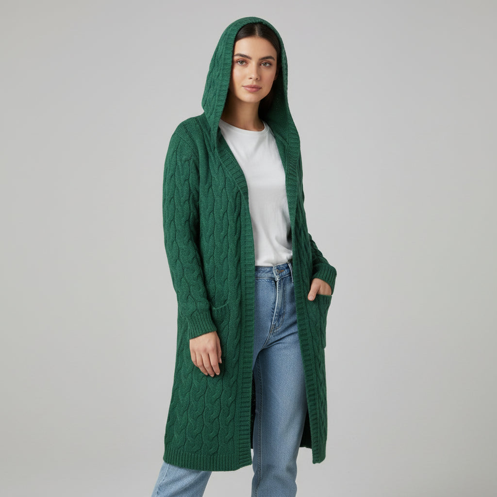 Women’s Casual Open-Front Cardigan Sweater with Pockets-Vyana Collective