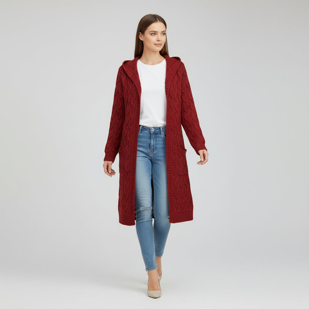 Women’s Casual Open-Front Cardigan Sweater with Pockets-Vyana Collective