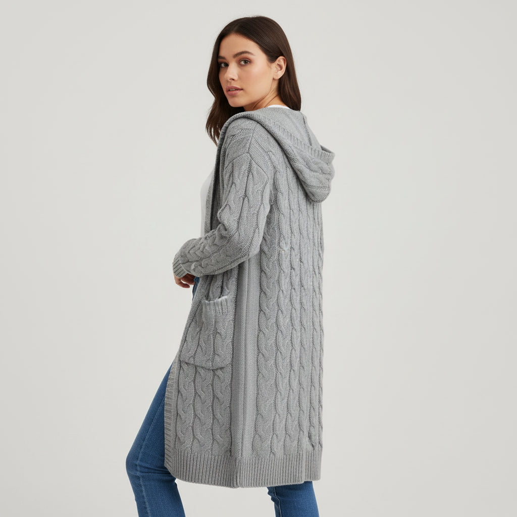 Women’s Casual Open-Front Cardigan Sweater with Pockets-Vyana Collective