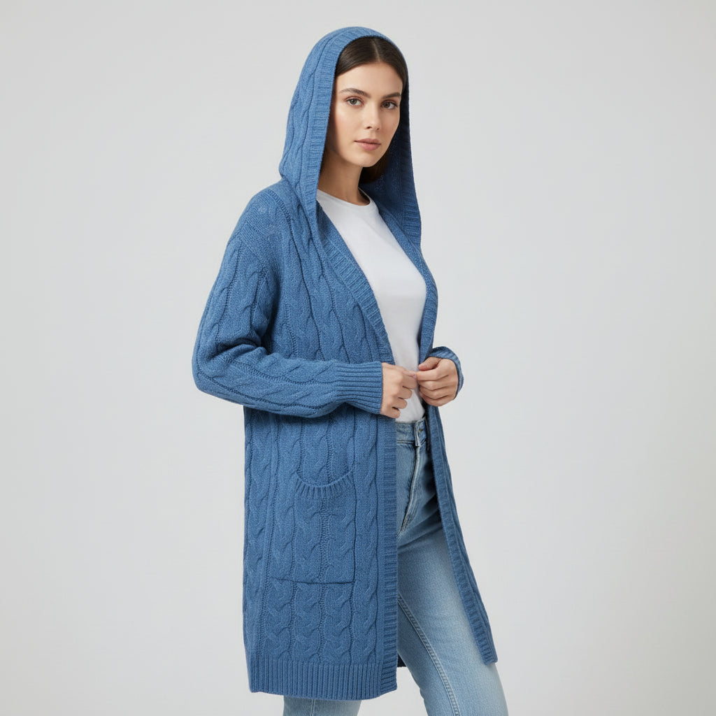 Women’s Casual Open-Front Cardigan Sweater with Pockets-Vyana Collective