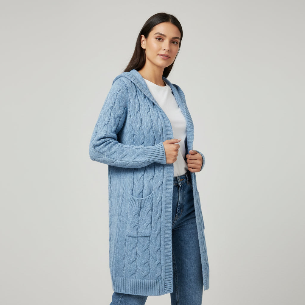 Women’s Casual Open-Front Cardigan Sweater with Pockets-Vyana Collective