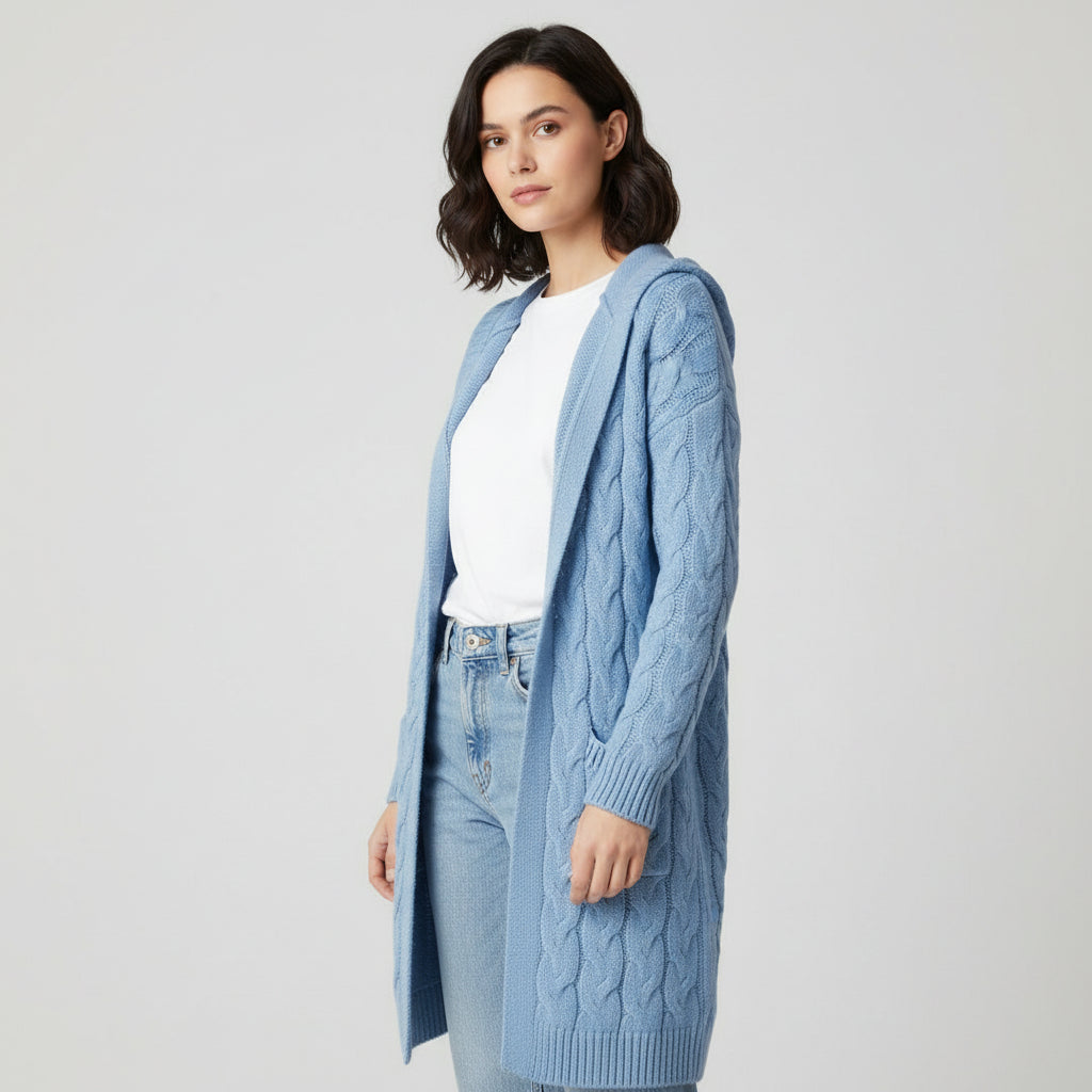 Women’s Casual Open-Front Cardigan Sweater with Pockets-Vyana Collective