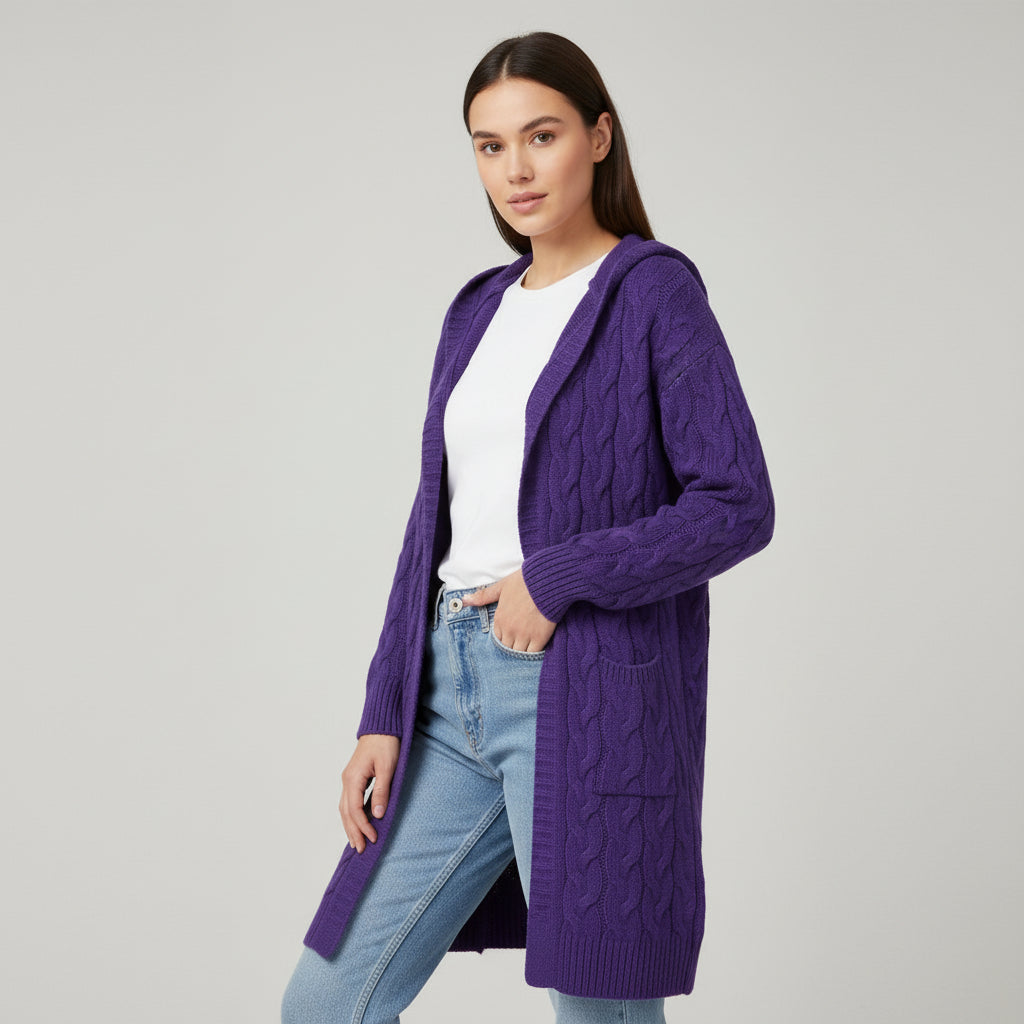 Women’s Casual Open-Front Cardigan Sweater with Pockets-Vyana Collective