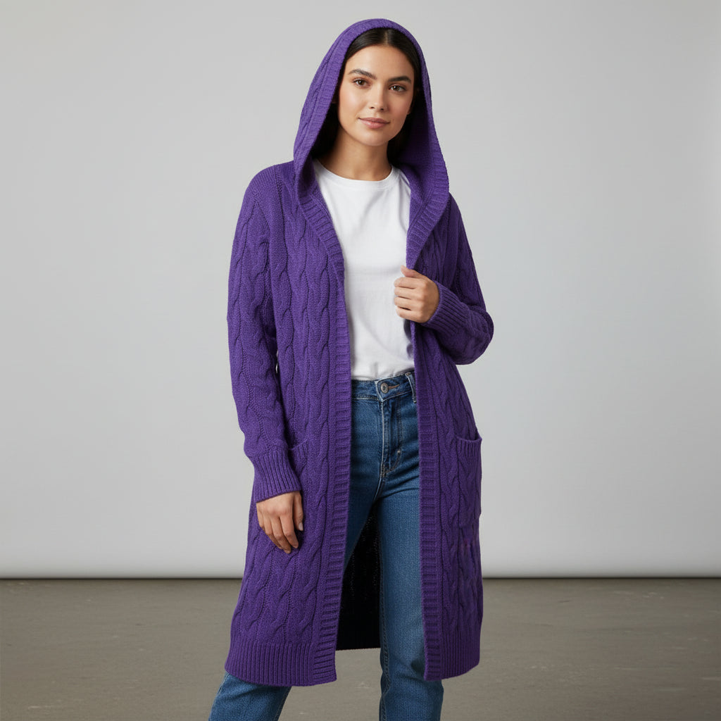 Women’s Casual Open-Front Cardigan Sweater with Pockets-Vyana Collective