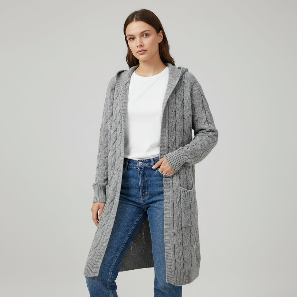 Women’s Casual Open-Front Cardigan Sweater with Pockets-Vyana Collective