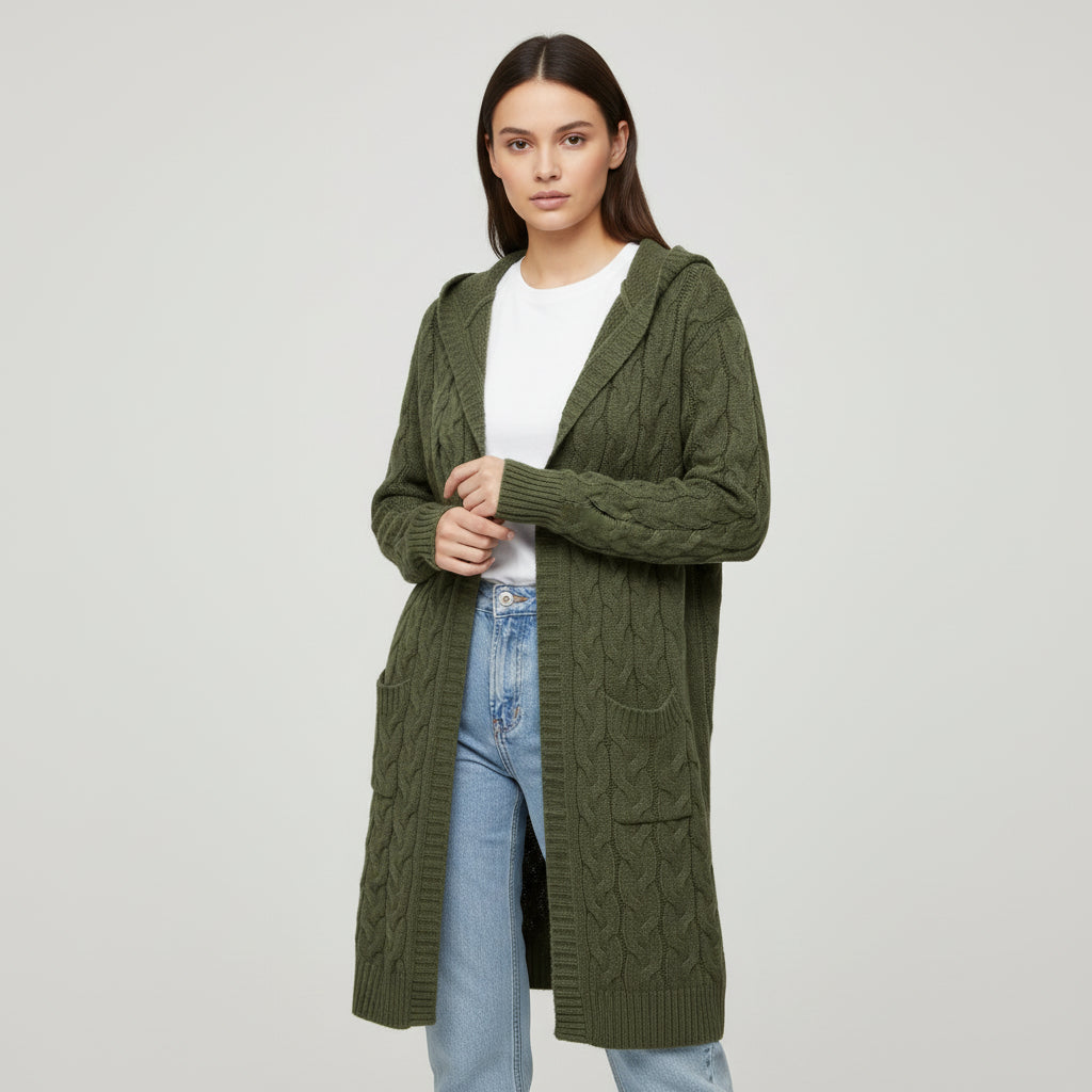 Women’s Casual Open-Front Cardigan Sweater with Pockets-Vyana Collective