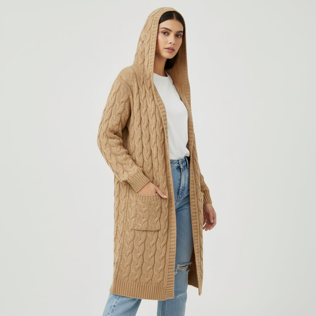 Women’s Casual Open-Front Cardigan Sweater with Pockets-Vyana Collective