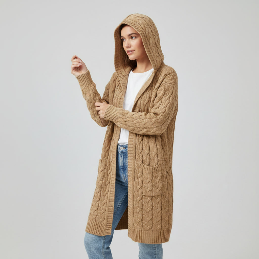 Women’s Casual Open-Front Cardigan Sweater with Pockets-Vyana Collective