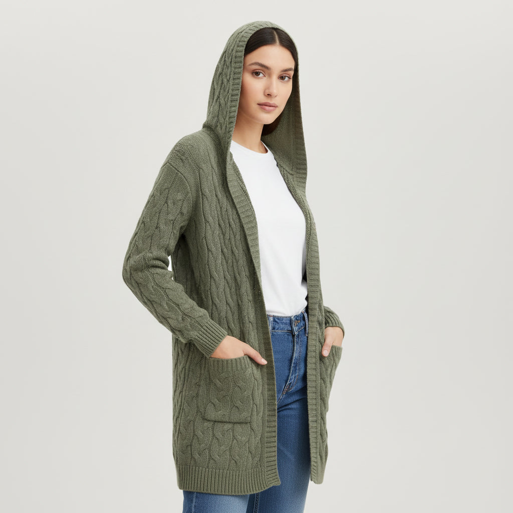 Women’s Casual Open-Front Cardigan Sweater with Pockets-Vyana Collective