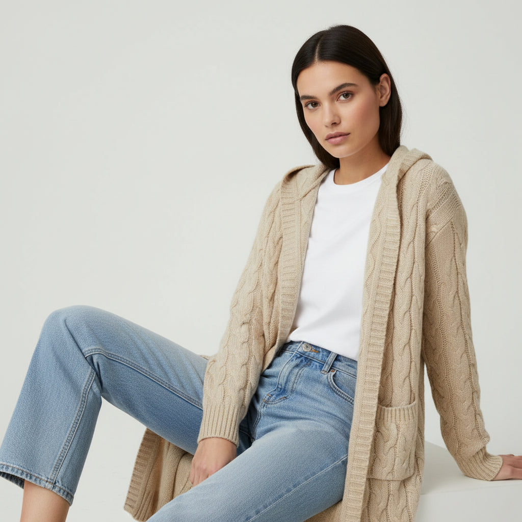 Women’s Casual Open-Front Cardigan Sweater with Pockets-Vyana Collective